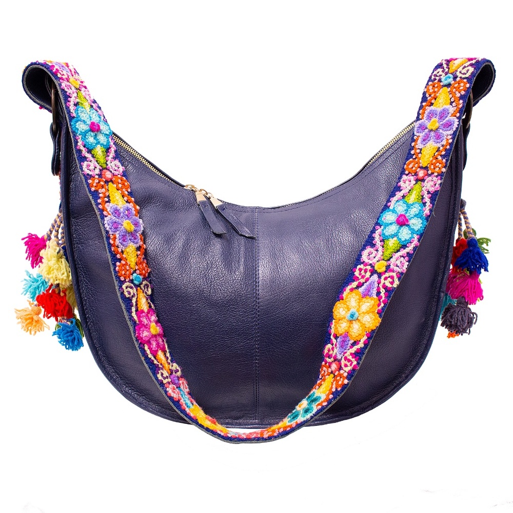 Cristina Orozco Dark Blue Leather Luna Handbag